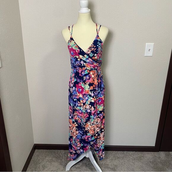1.4.3 Story by Line Up Floral Muticolor Wrap Front Maxi Dress Women's Size Small - Picture 10 of 14